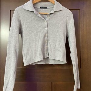 Brandy Melville grey button up long sleeve